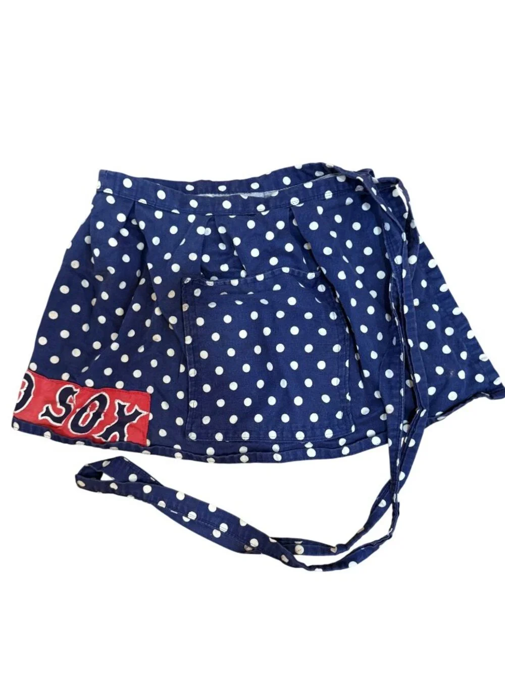 Vintage Style Boston Red Sox Polka Dot Half Apron Tradwife Reworked OOAK